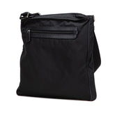 プラダ サフィアーノ 三角ロゴプレート 斜め掛け ショルダーバッグ ブラック ナイロン レザー レディース PRADA 【中古】